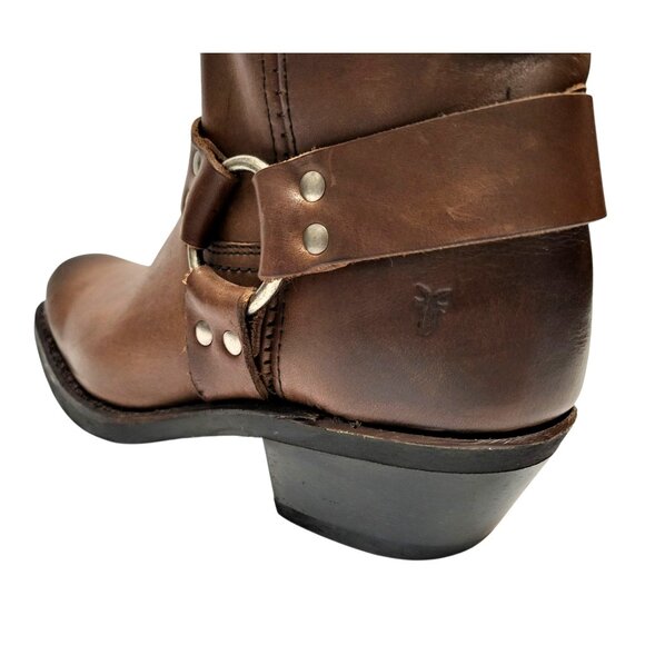 FRYE 8R Harness Short Boot Brown Oiled Leather Western Cowgirl Moto Engineer - Picture 7 of 10